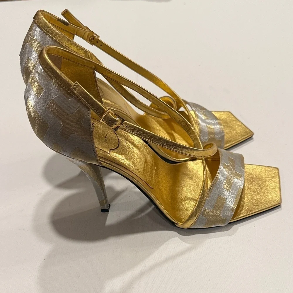Roger Vivier Gold Strappy Heels